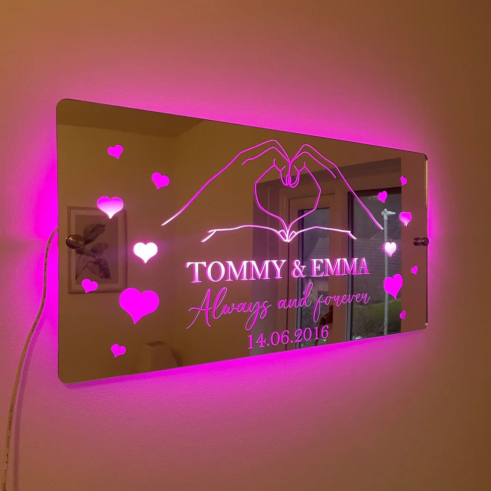 LED Neon Mirror Light with Personalized Names