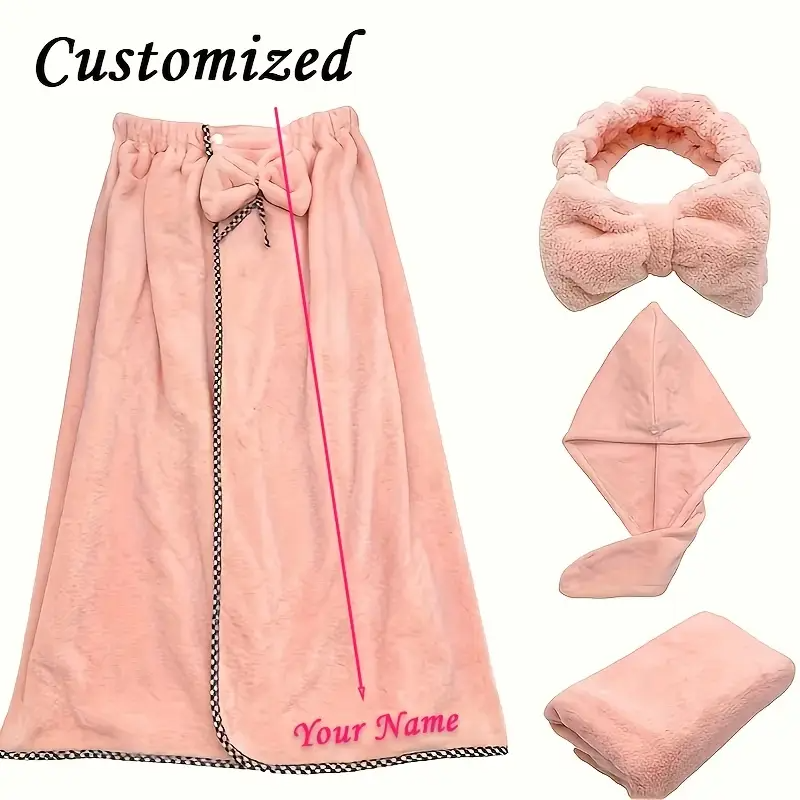 Custom Embroidered Name Women's Bathrobe Set