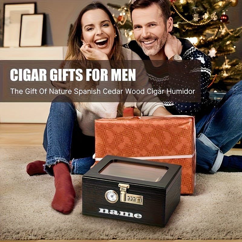 Personalized Engraved Cedar Wood Humidor Gift Box