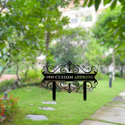 Custom Metal Address Sign with Stake