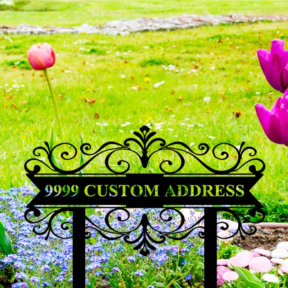 Custom Metal Address Sign with Stake