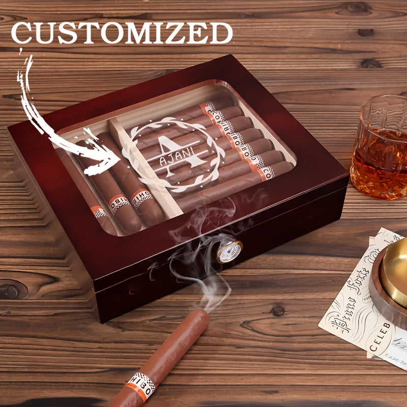 Custom Top Glass Cigar Humidor - Personalized