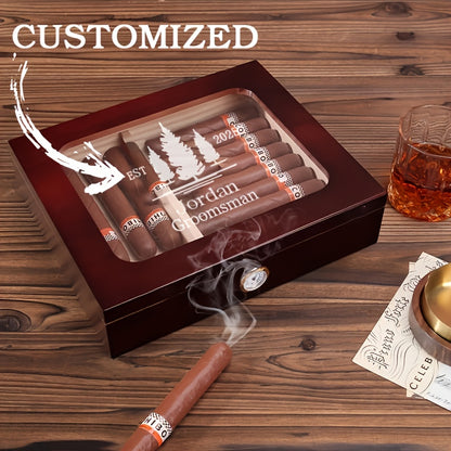 Custom Top Glass Cigar Humidor - Personalized
