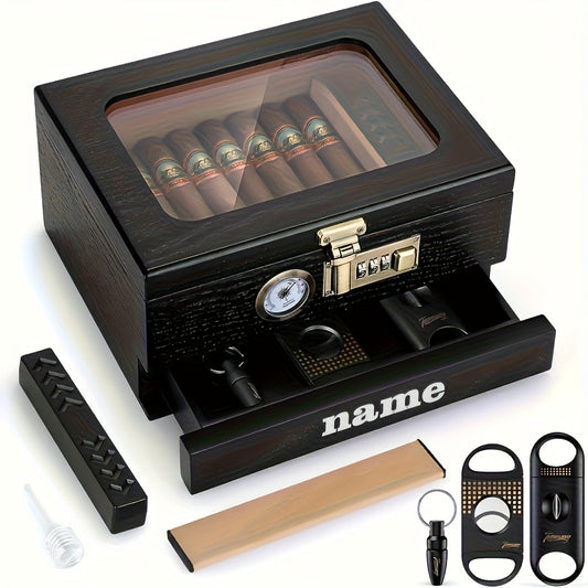 Personalized Engraved Cedar Wood Humidor Gift Box