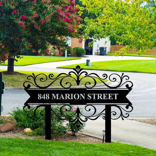Custom Metal Address Sign with Stake