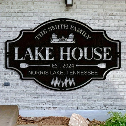 Personalized Lake House Metal Sign