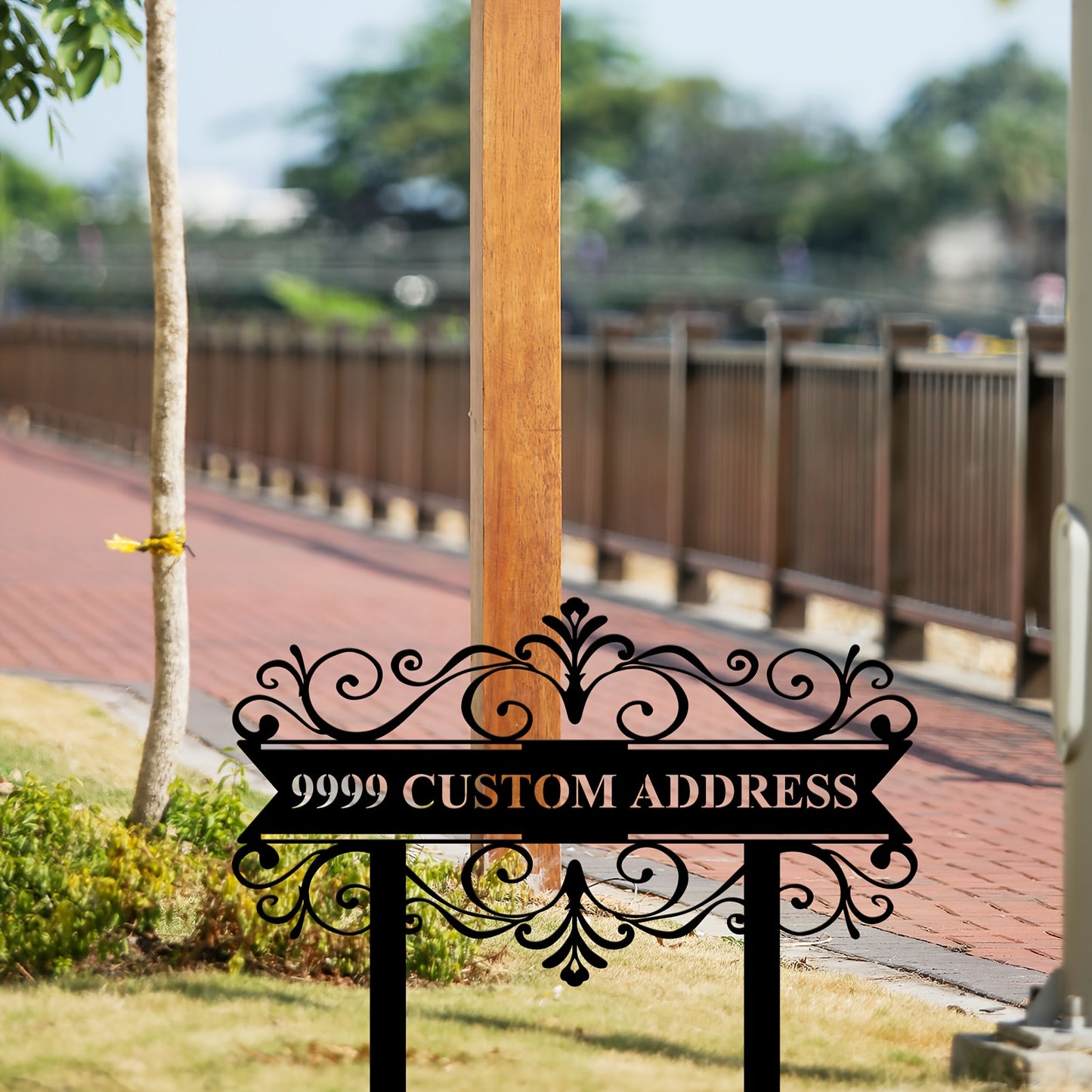 Custom Metal Address Sign with Stake