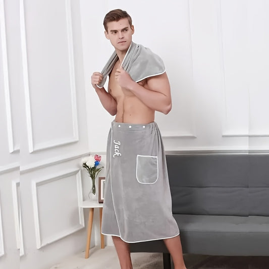 Custom Embroidered Name Men's Bathrobe Set