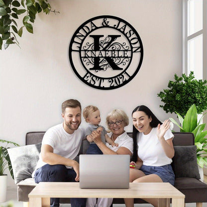Personalized Family Name & Year Metal Wall Plaque