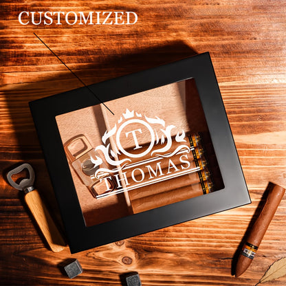 Custom Top Glass Cigar Humidor - Personalized