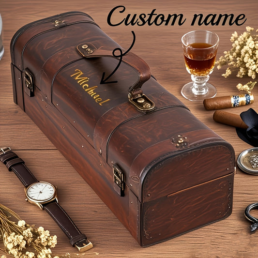 Custom Engraved Elegant Vintage Wooden Wine Box