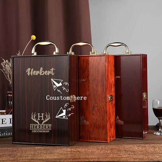 Customized wooden red wine gift box, including wine utensils