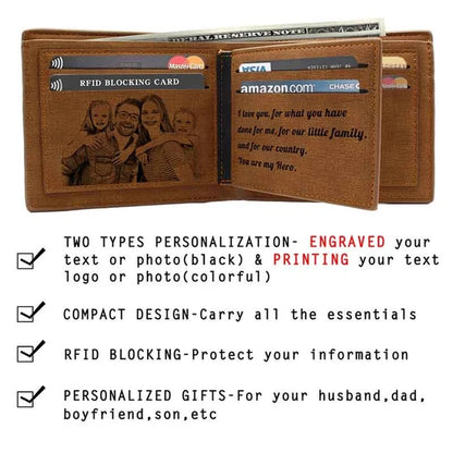 Picture Engraved Bifold PU Leather Wallet