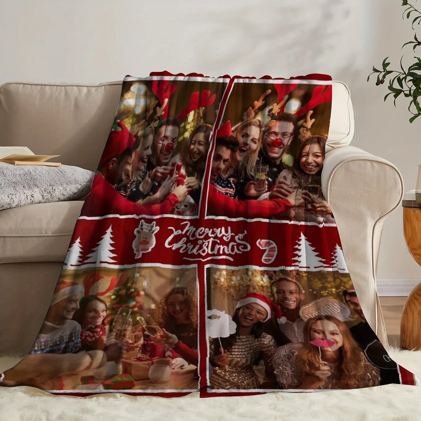 Personalized Christmas Photo Flannel Blanket