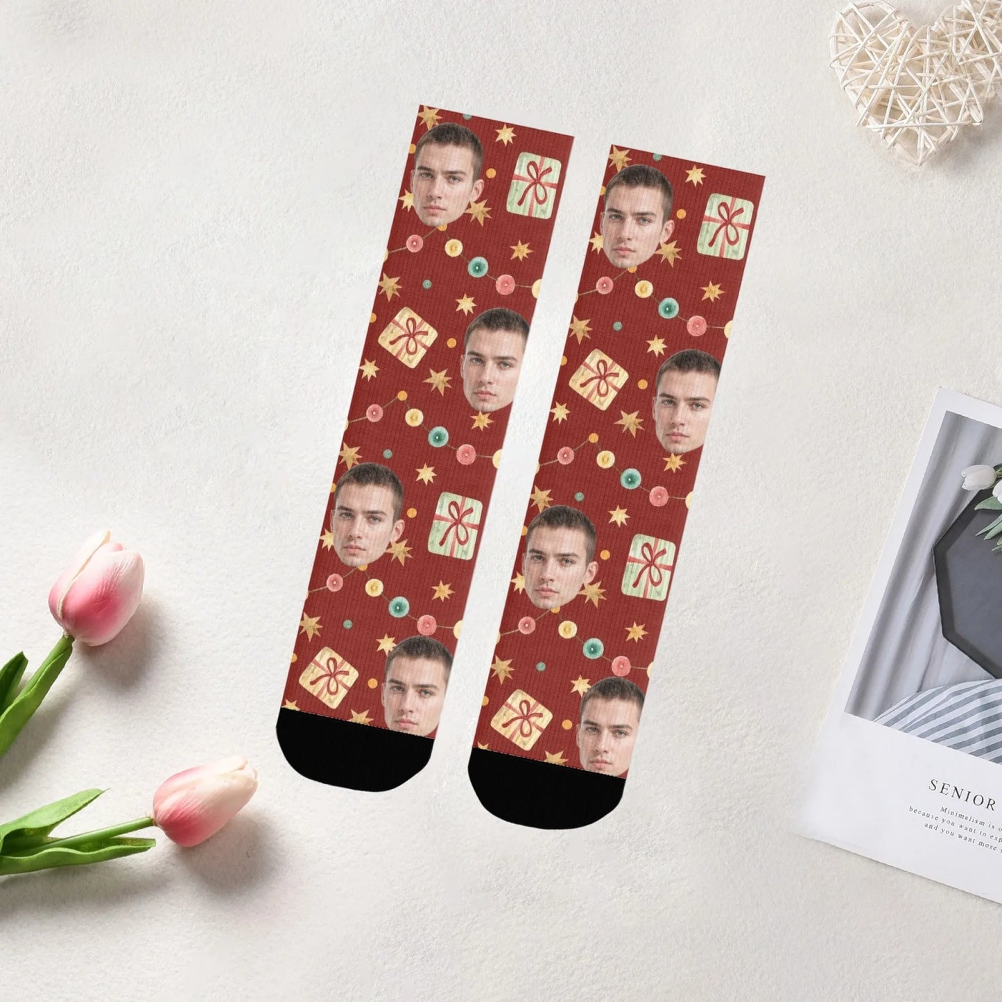 Custom Face Christmas Present Socks