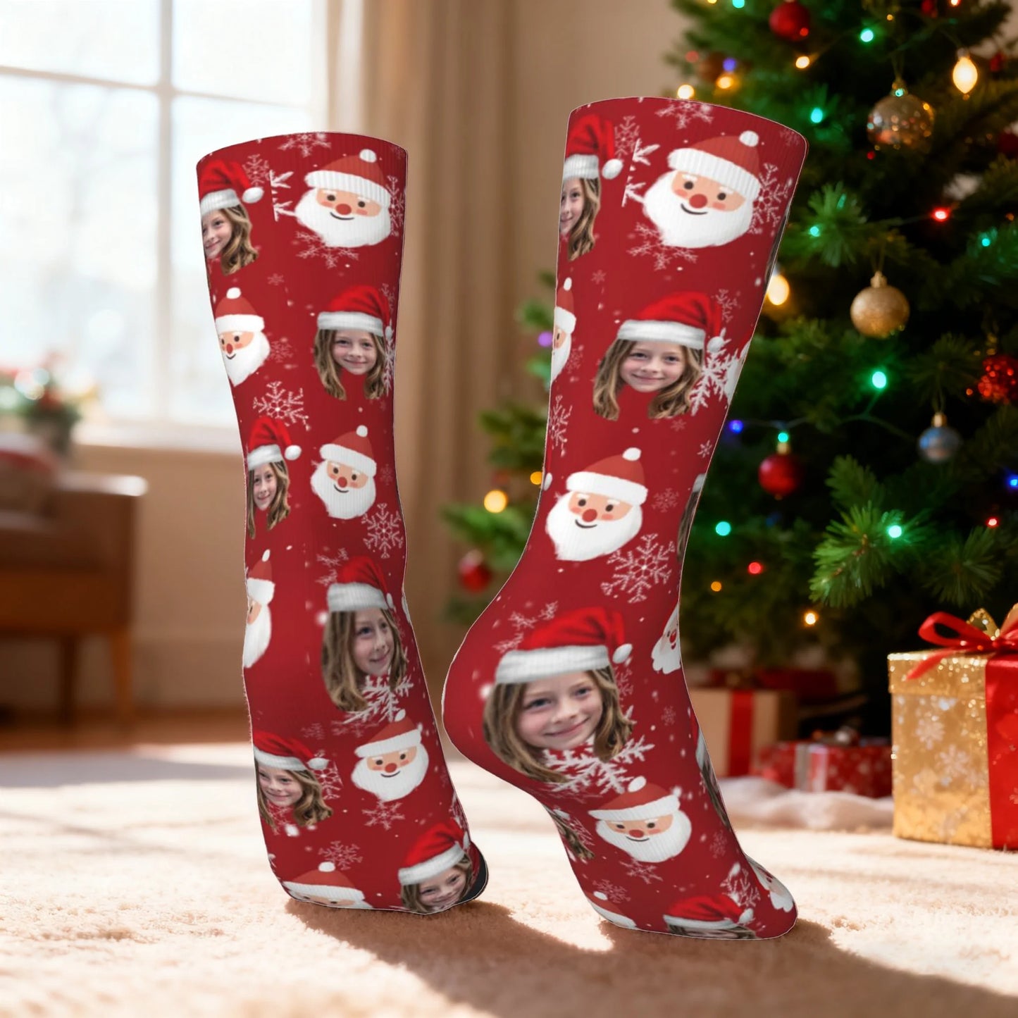 Custom Face Christmas Santa Socks