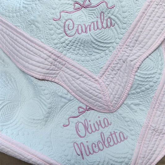Personalized Name Embroidered Soft Cotton Baby Blanket