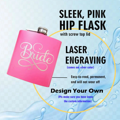 Personalized Name 6oz Pink Hip Flask