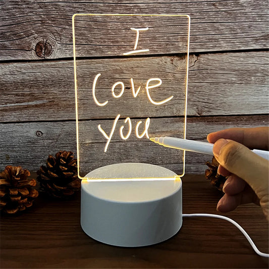 LED Lamp Acrylic Message Note Board Erasable