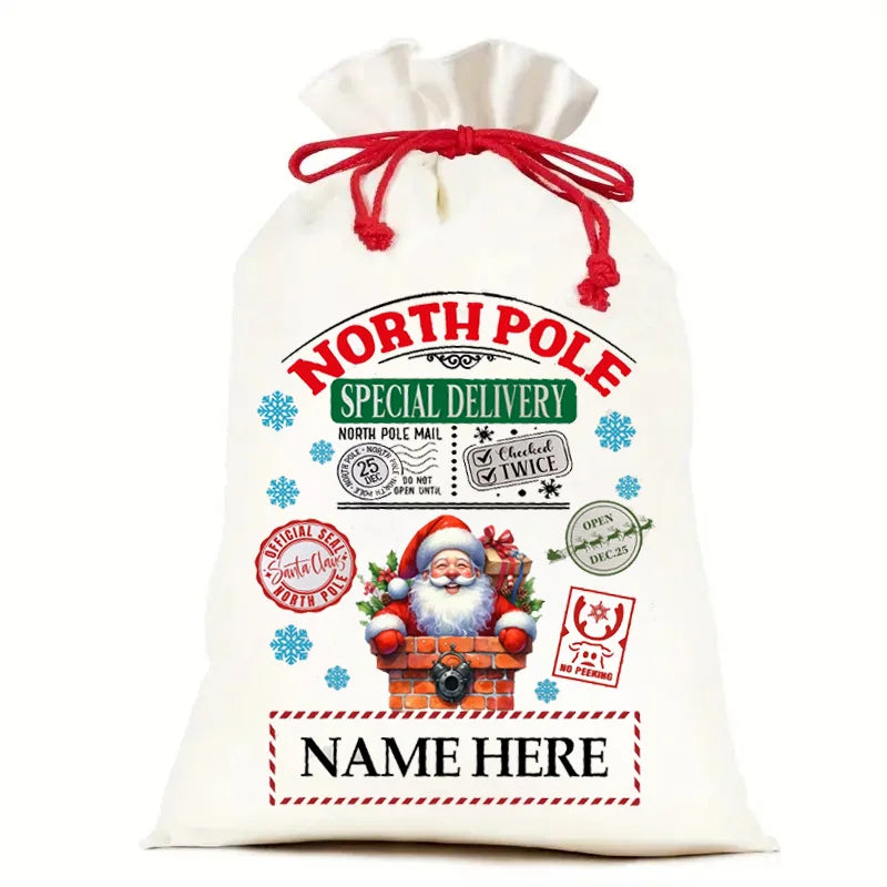 Personalized Name North Pole Santa Sack