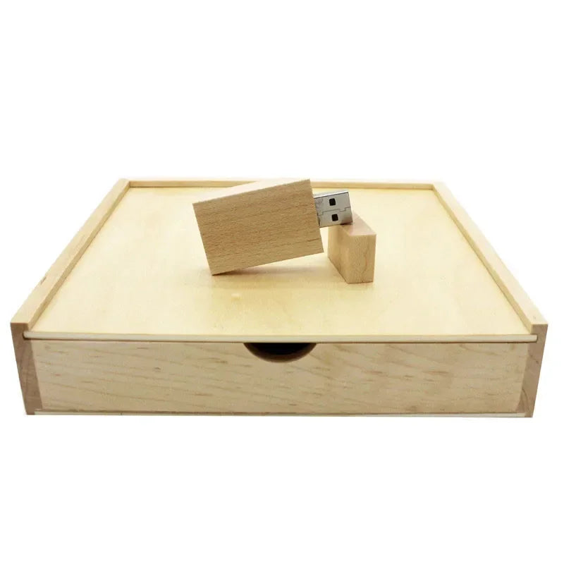 Custom Engraved Wood Box with USB Flash Drive