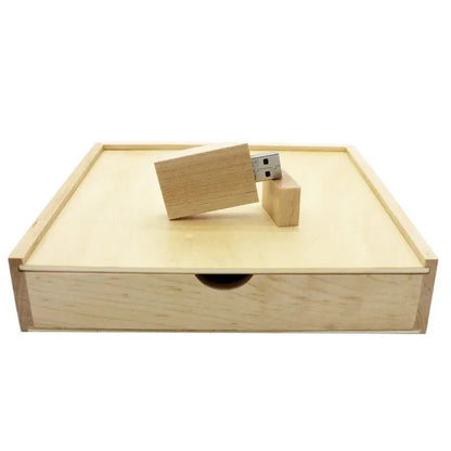 Custom Engraved Wood Box with USB Flash Drive