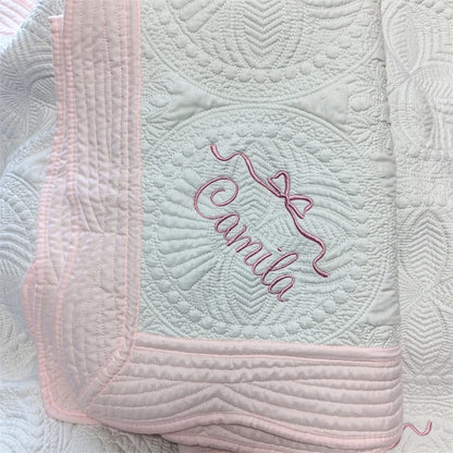 Personalized Name Embroidered Soft Cotton Baby Blanket