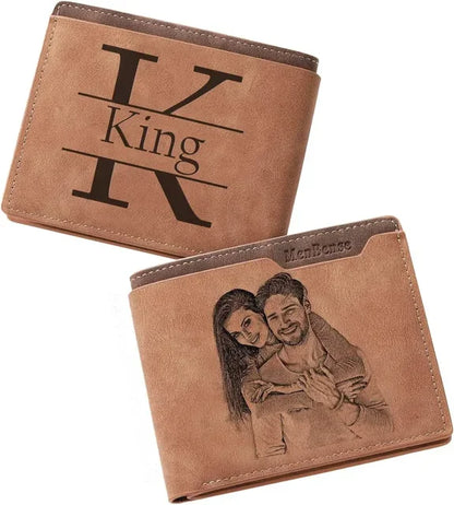 Men's Engraved Wallet- Custom Picture & Text Wallet