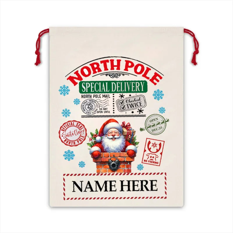 Personalized Name North Pole Santa Sack