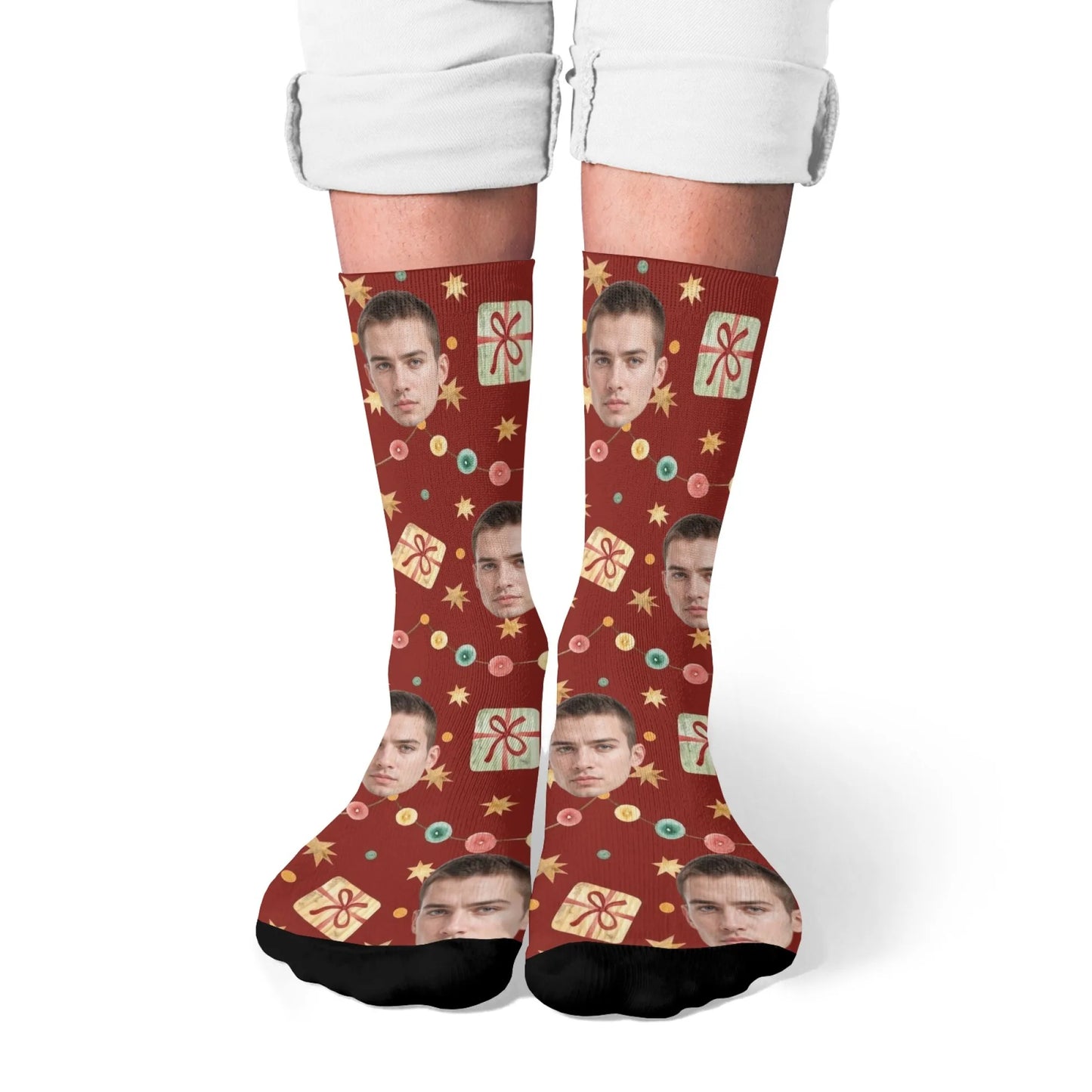Custom Face Christmas Present Socks