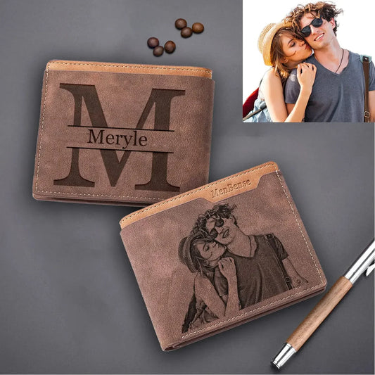 Men's Engraved Wallet- Custom Picture & Text Wallet