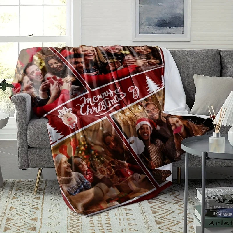 Personalized Christmas Photo Flannel Blanket