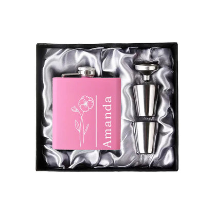 Personalized Name 6oz Pink Hip Flask