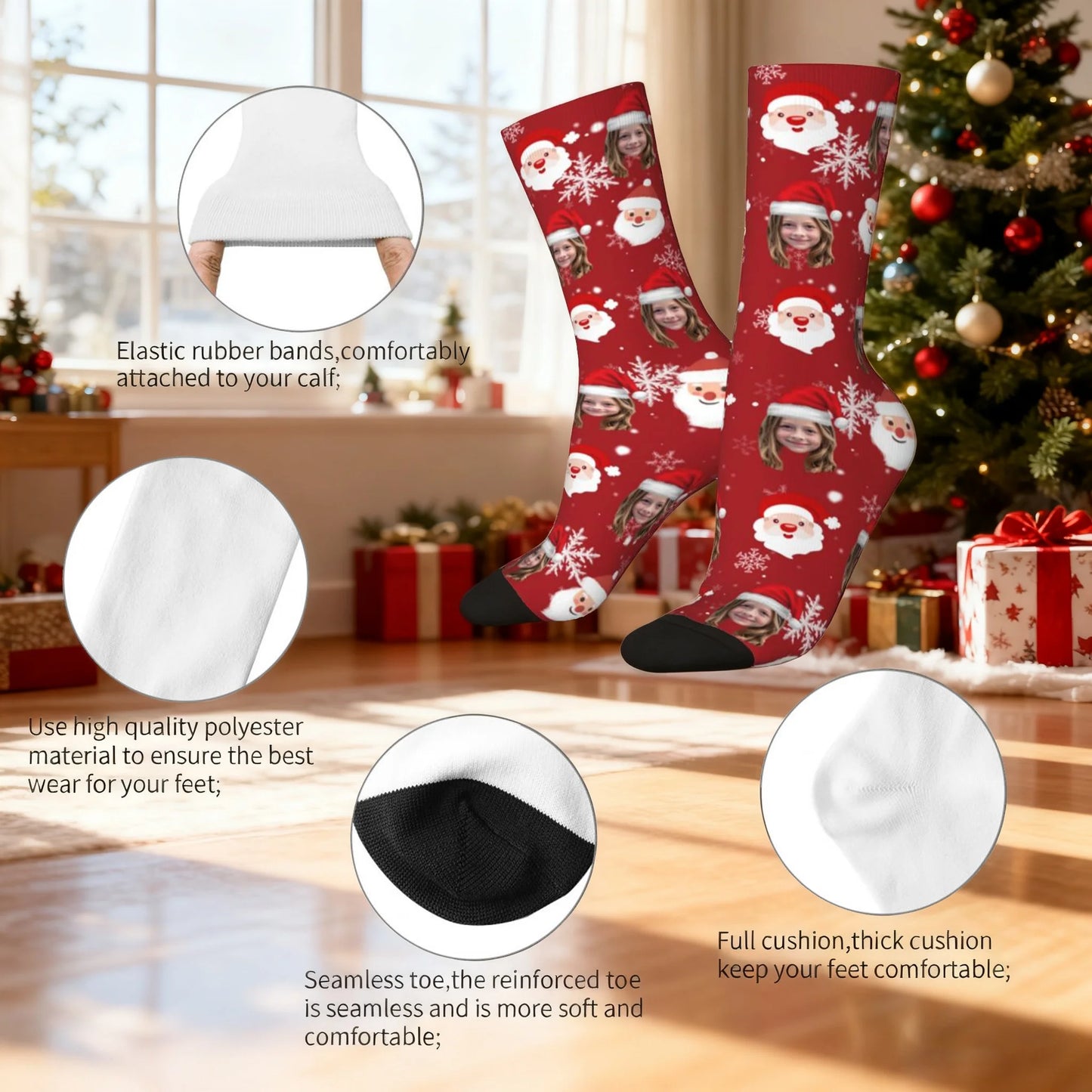 Custom Face Christmas Santa Socks