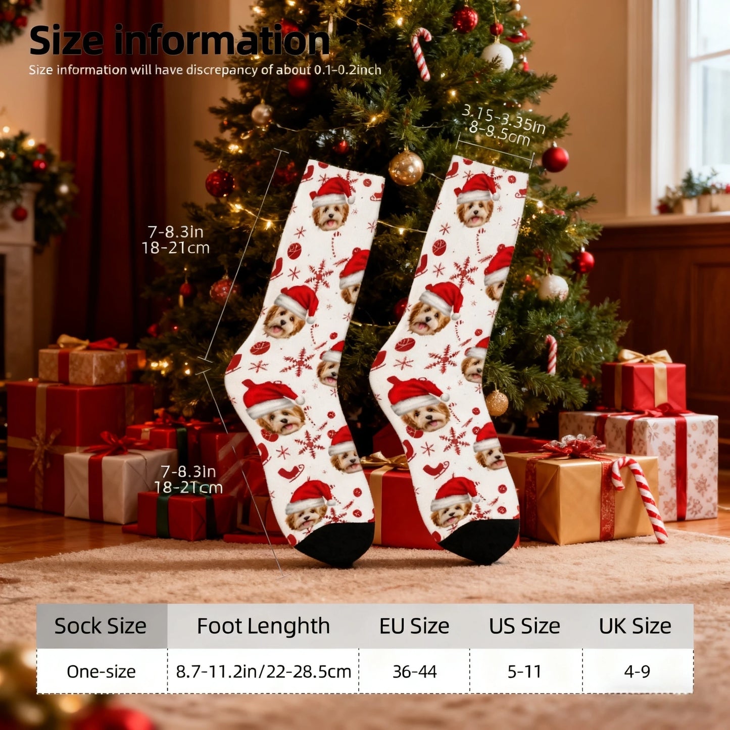 Custom Christmas Snowflake Pet Photo Socks