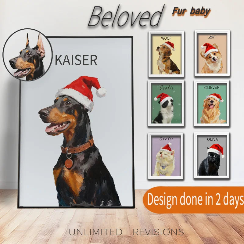 Custom Pet Photo Christmas Poster