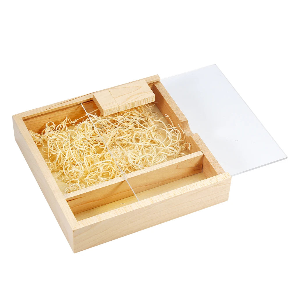 Custom Engraved Wood Box with USB Flash Drive