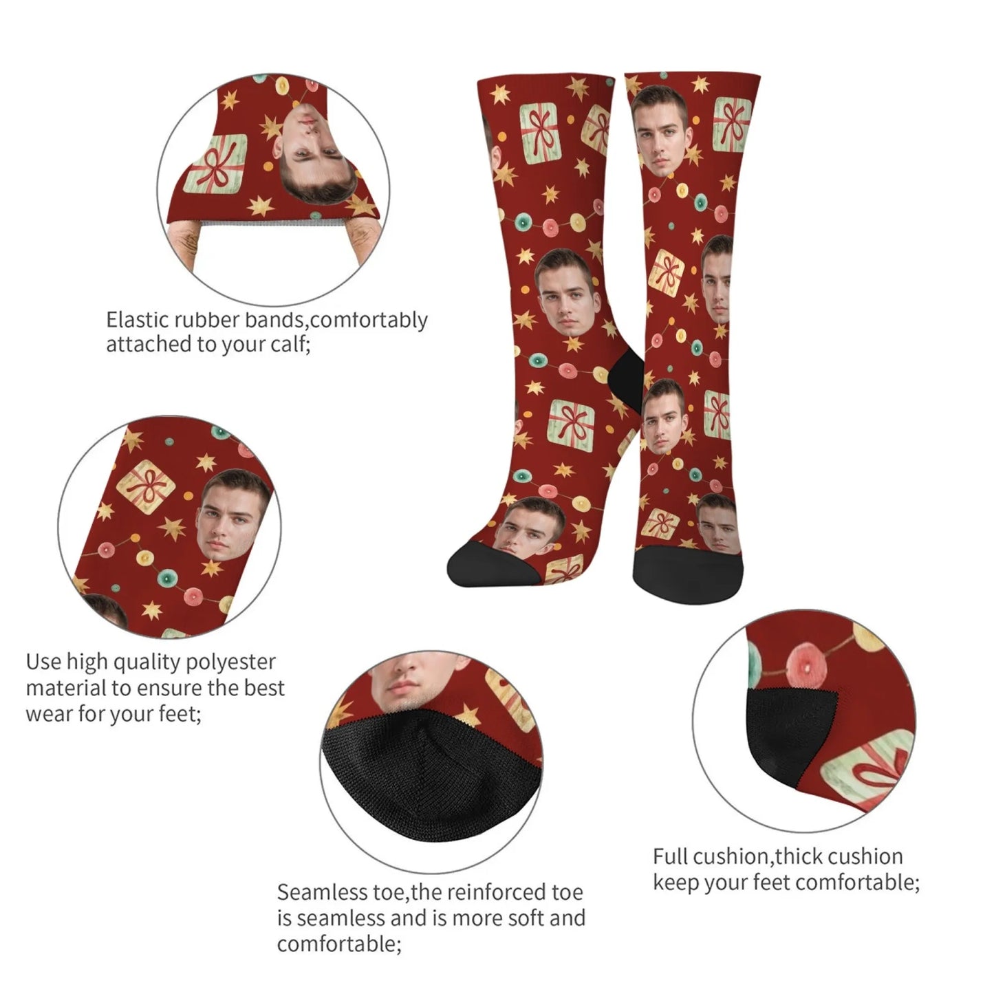 Custom Face Christmas Present Socks