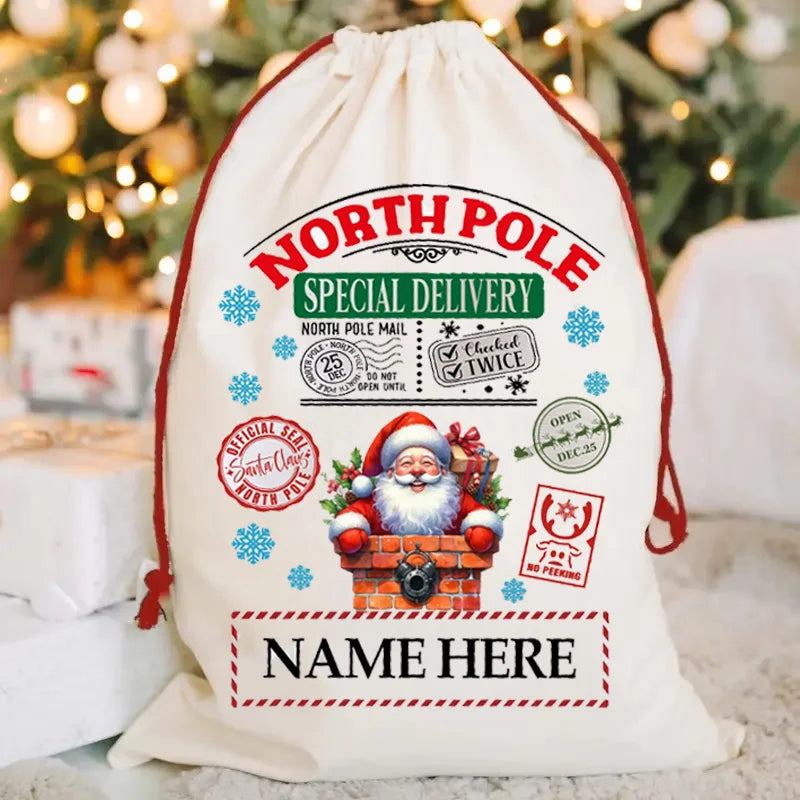 Personalized Name North Pole Santa Sack