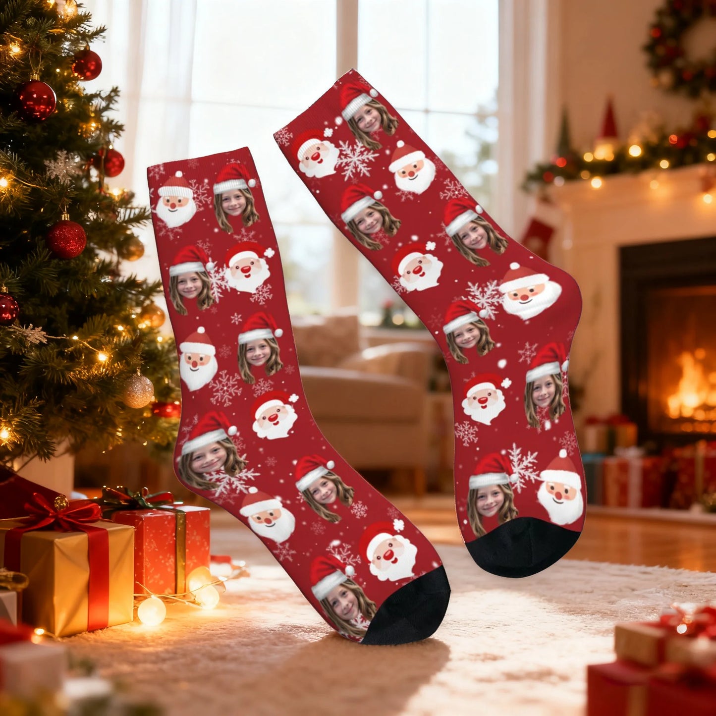 Custom Face Christmas Santa Socks