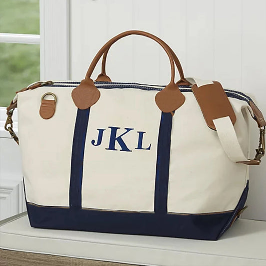 Embroidered Name Large Canvas Travel Bag