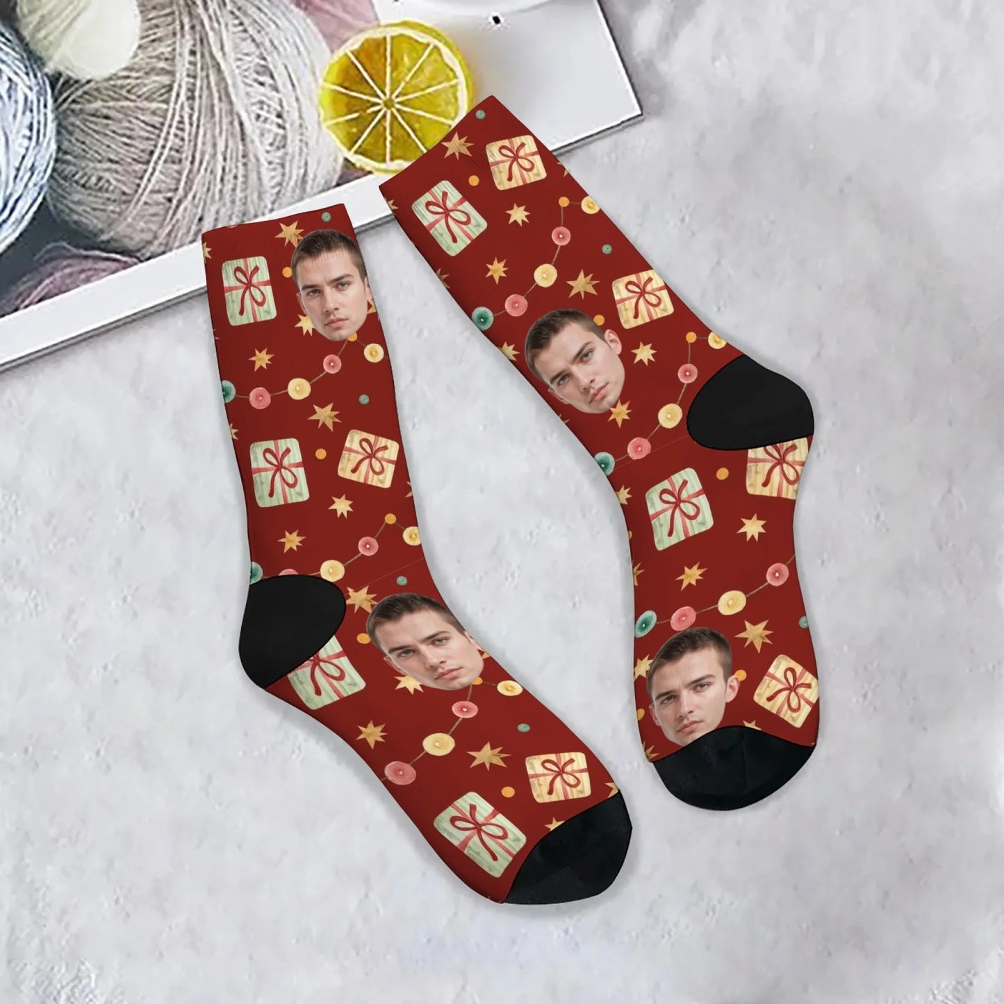 Custom Face Christmas Present Socks