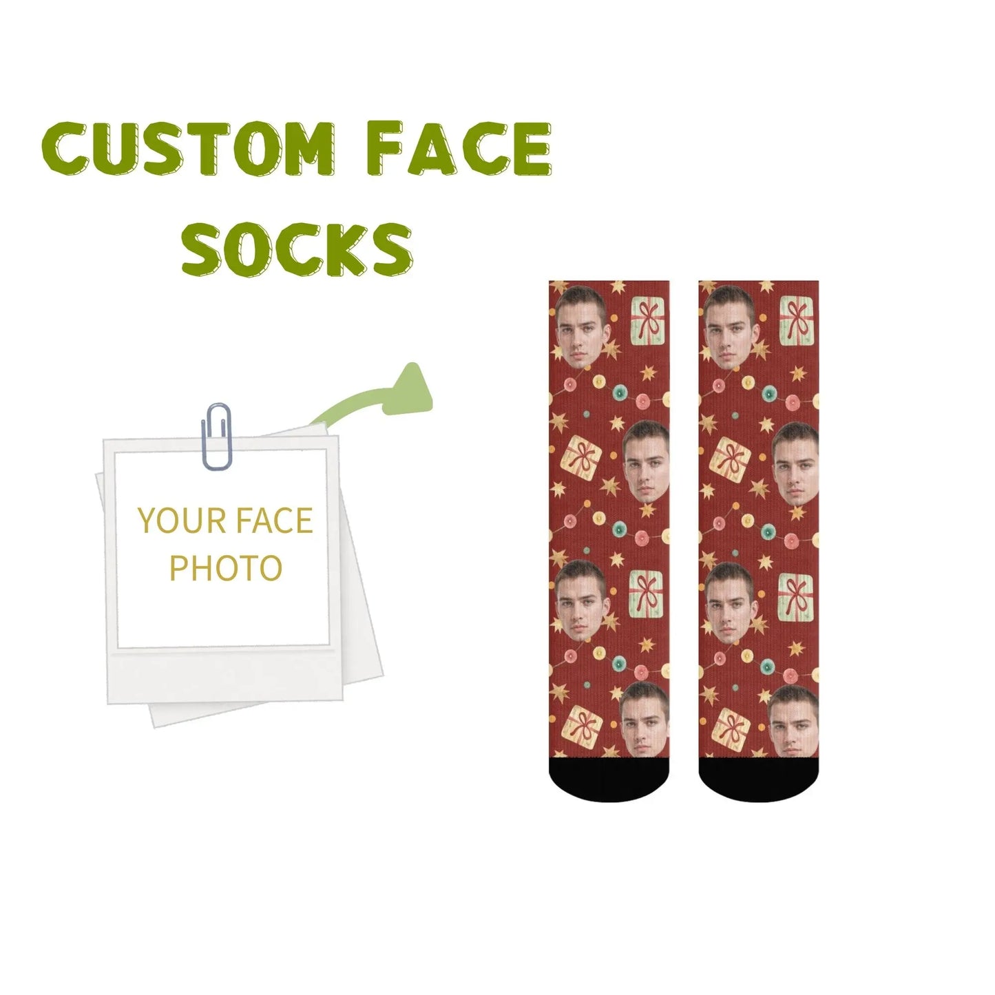 Custom Face Christmas Present Socks
