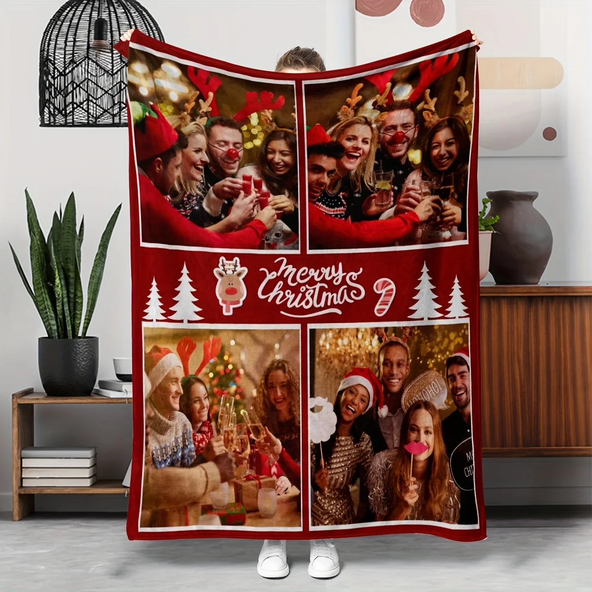 Personalized Christmas Photo Flannel Blanket