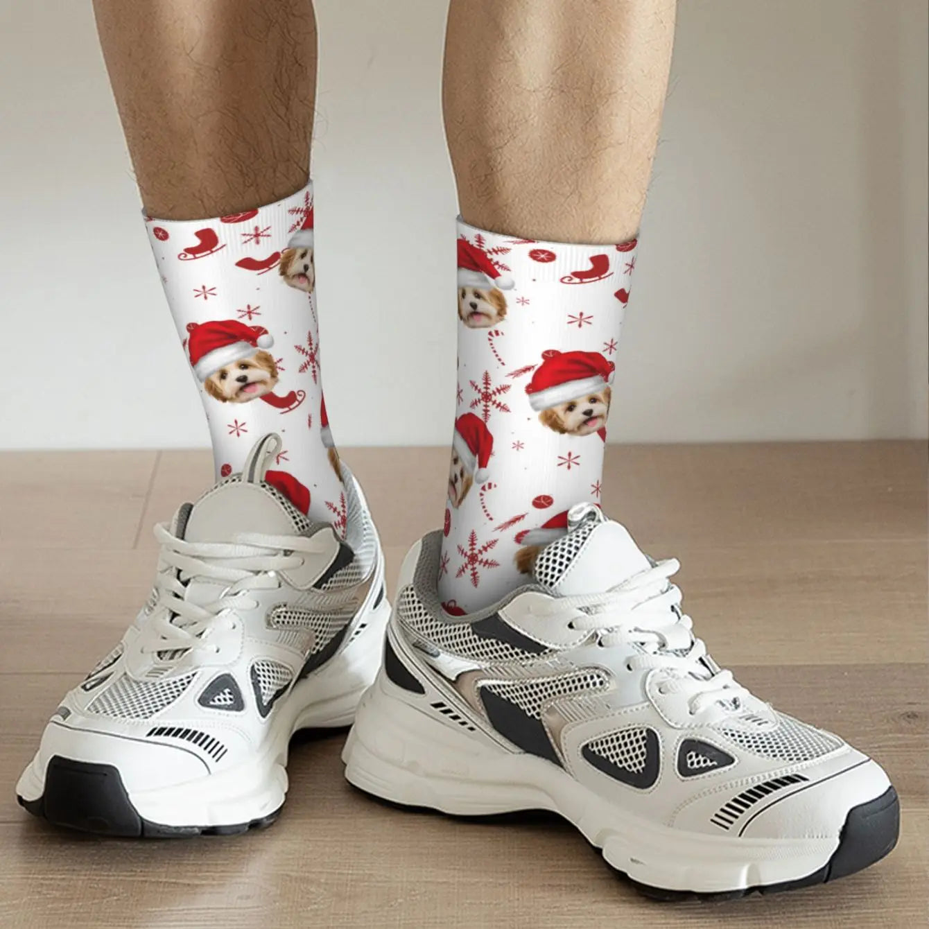 Custom Christmas Snowflake Pet Photo Socks