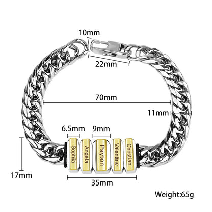 Personalized Cuban Men’s Family Name Bracelet