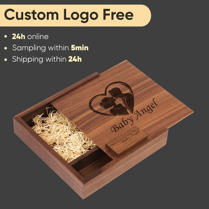 Custom Engraved Wood Box with USB Flash Drive