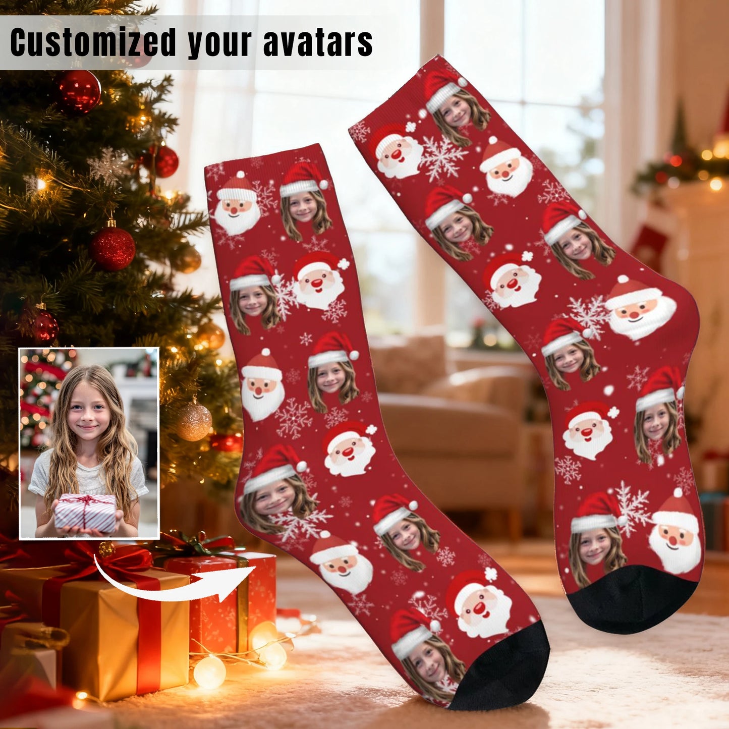 Custom Face Christmas Santa Socks
