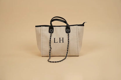 Custom Monogram Name Canvas Tote Bag