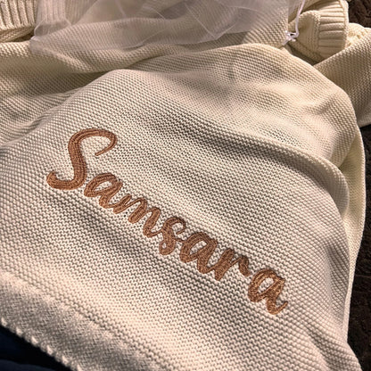Personalized Name Baby Blanket Embroidered Name Knit